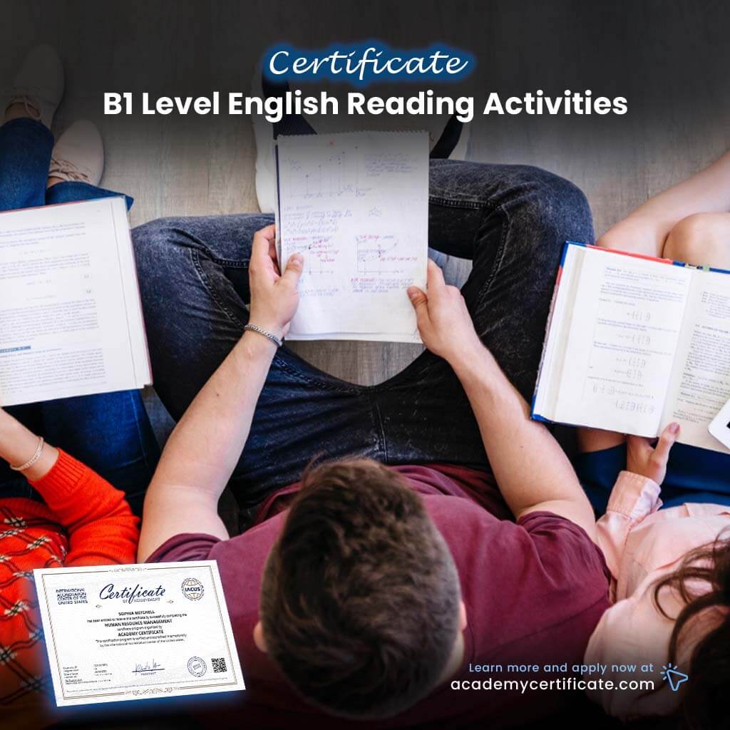 B1 Level English Reading Activities Certificate