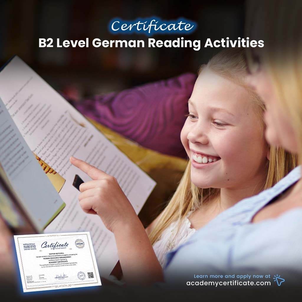 B2 Level German Reading Activities Certificate