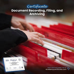 Document Recording, Filing, and Archiving Certificate