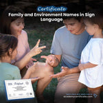 Family and Environment Names in Sign Language Certificate