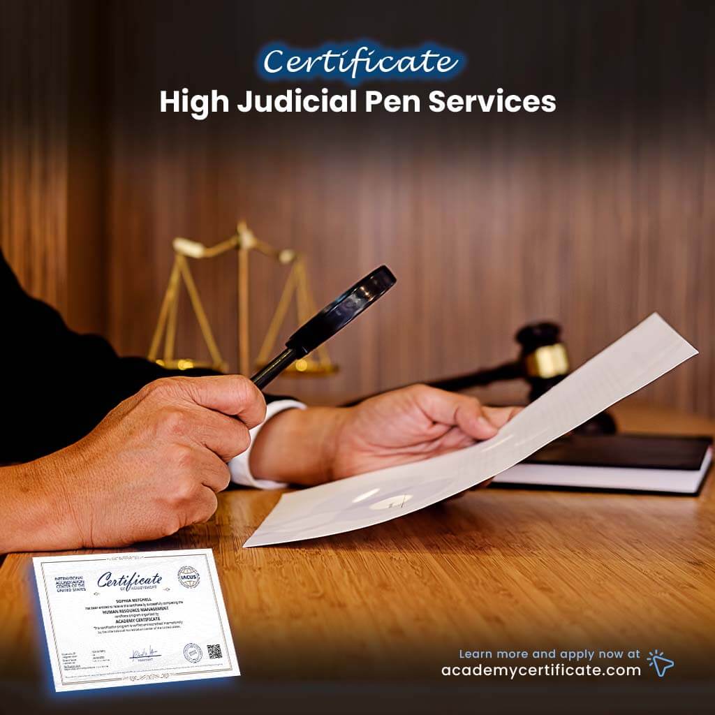 High Judicial Pen Services Certificate