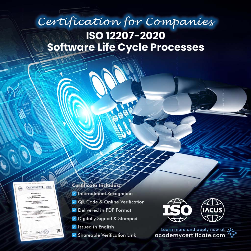 ISO 12207:2020 Software Life Cycle Processes Certification for Companies and Institutions