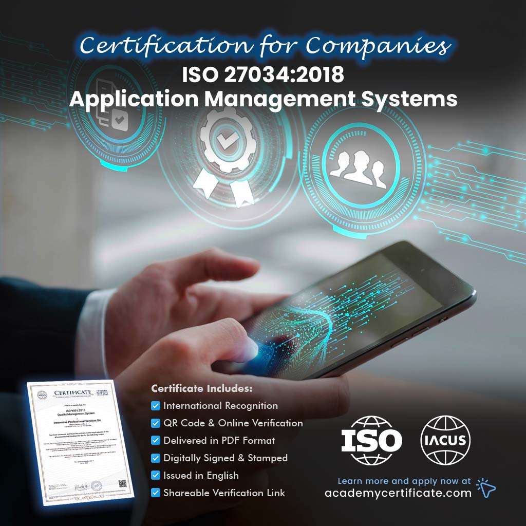 ISO 27034:2018 Application Management Systems Certification for Companies and Institutions