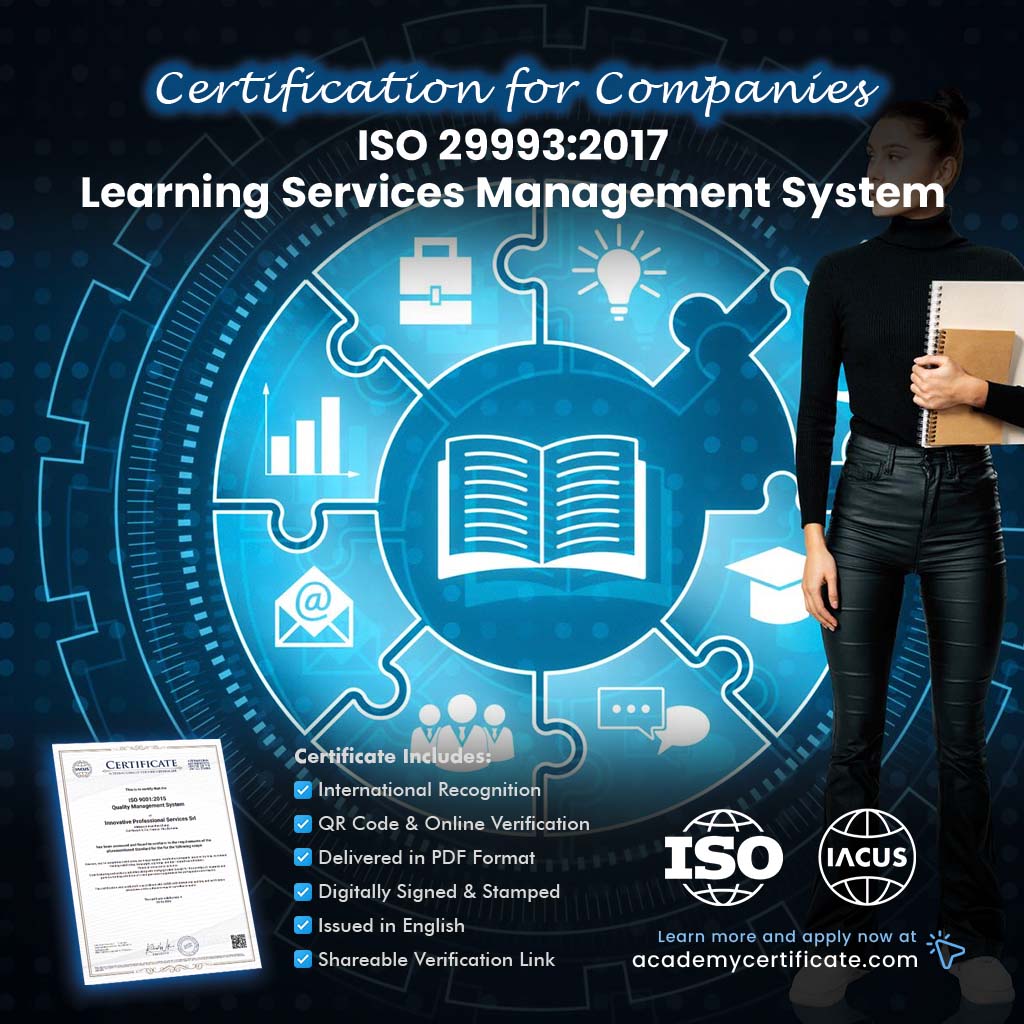 ISO 29993:2017 Learning Services Management System Certification for Companies and Institutions