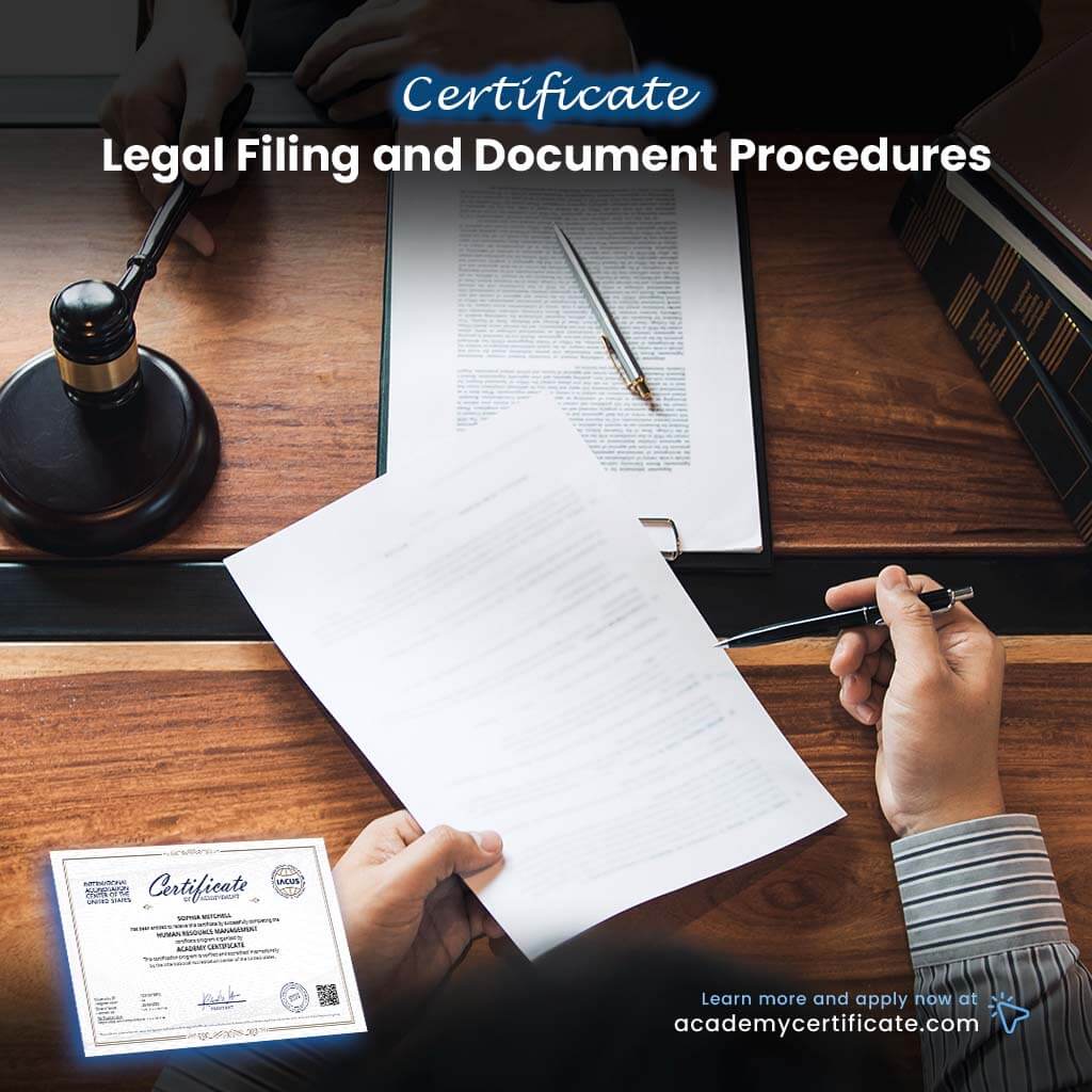 Legal Filing and Document Procedures Certificate