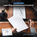 Legal Filing and Document Procedures Certificate
