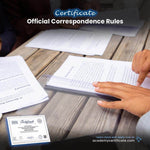 Official Correspondence Rules Certificate