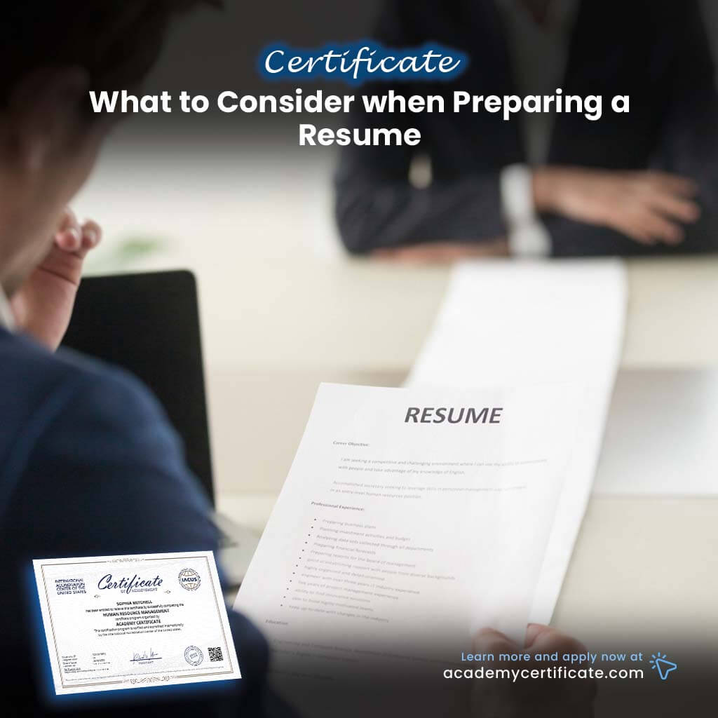 What to Consider when Preparing a Resume Certificate