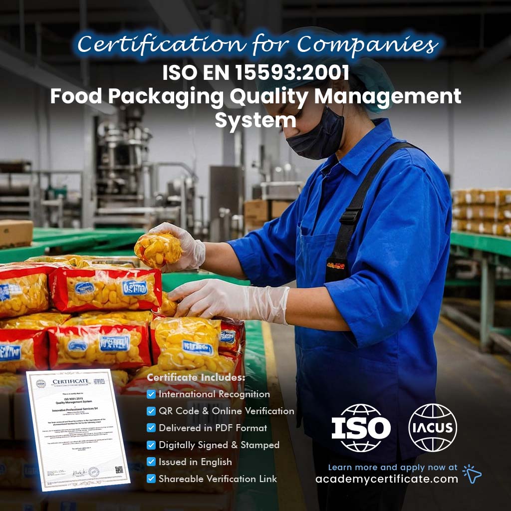 شهادة نظام إدارة جودة تغليف الأغذية ISO EN 15593:2001 للشركات والمؤسسات