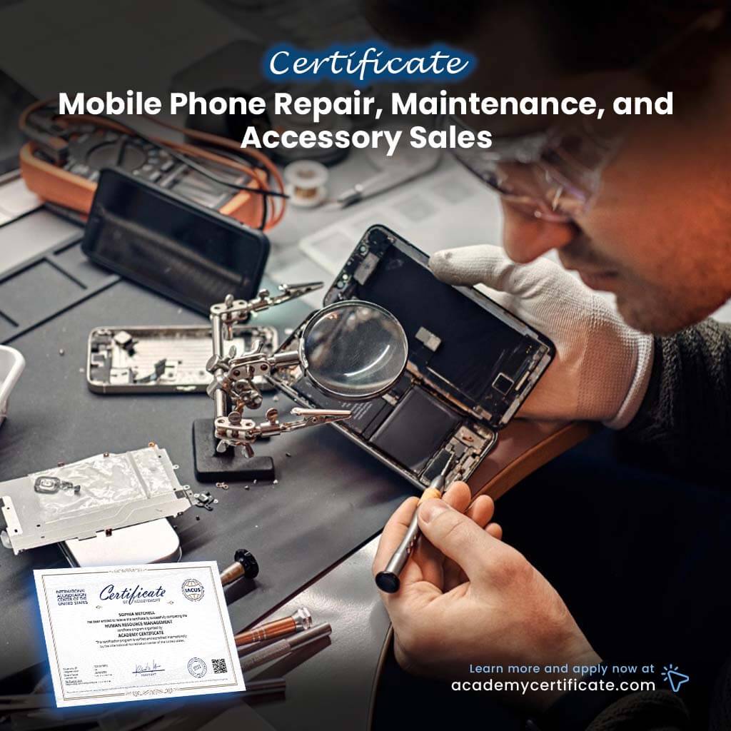 Certificado de reparación, mantenimiento y venta de accesorios de teléfonos móviles